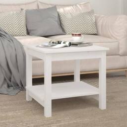 Berkfield Home Beautiful Coffee Table White 50x50x45 cm Solid Wood Pine - Size: 50 x 50 x 45 cm