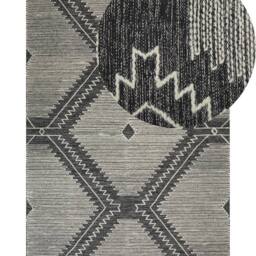Wyld and Coco Oriental Handwoven Rug Off-White and Black Cotton Wool Tassels - Size: 140 cm x 200 cm - thumbnail 2