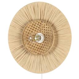 Wyld and Coco Japandi Wall Lamp - Natural Paper Shade with Rattan Accent - thumbnail 4