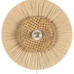 Wyld and Coco Japandi Wall Lamp - Natural Paper Shade with Rattan Accent - thumbnail 2