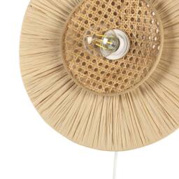 Wyld and Coco Japandi Wall Lamp - Natural Paper Shade with Rattan Accent - thumbnail 5