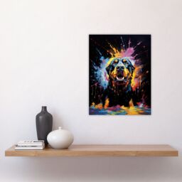 "Artery8 Wall Art Print Rottweiler Dog Lover Gift Pet Portrait Blue Orange Purple Artwork Painting Poster - Size: W18"" x H24""" - thumbnail 4