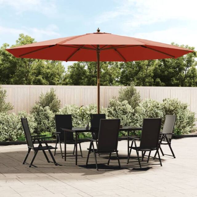Berkfield Home Garden Parasol with Wooden Pole Terracotta 400x273 cm in Brown - image 1