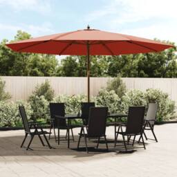 Berkfield Home Garden Parasol with Wooden Pole Terracotta 400x273 cm in Brown