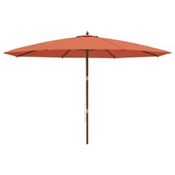 Berkfield Home Garden Parasol with Wooden Pole Terracotta 400x273 cm in Brown - thumbnail 4