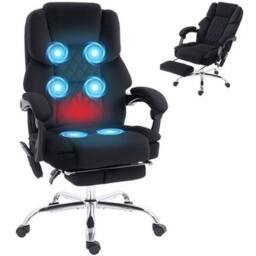 NESTLUNE Massage Office Chair with Heat, 135 Reclining Desk Chair in Black - Size: 100 cm x 15 cm - thumbnail 1