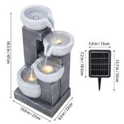 Living and Home Solar-Powered Outdoor Garden Fountain Decor in Grey - thumbnail 9
