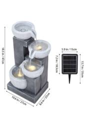 Living and Home Solar-Powered Outdoor Garden Fountain Decor in Grey - thumbnail 2