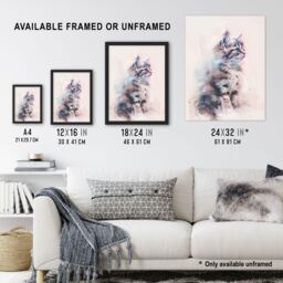Artery8 Cat Lover Cute Fluffy Ragdoll Kitten Watercolour Framed Art Print in Grey - Size: A4 - thumbnail 3