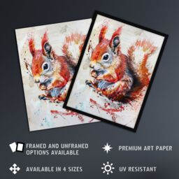 "Artery8 Red Squirrel Painting Cute Woodland Animal Nature Wall Art Print in Brown - Size: W18"" x H24""" - thumbnail 2