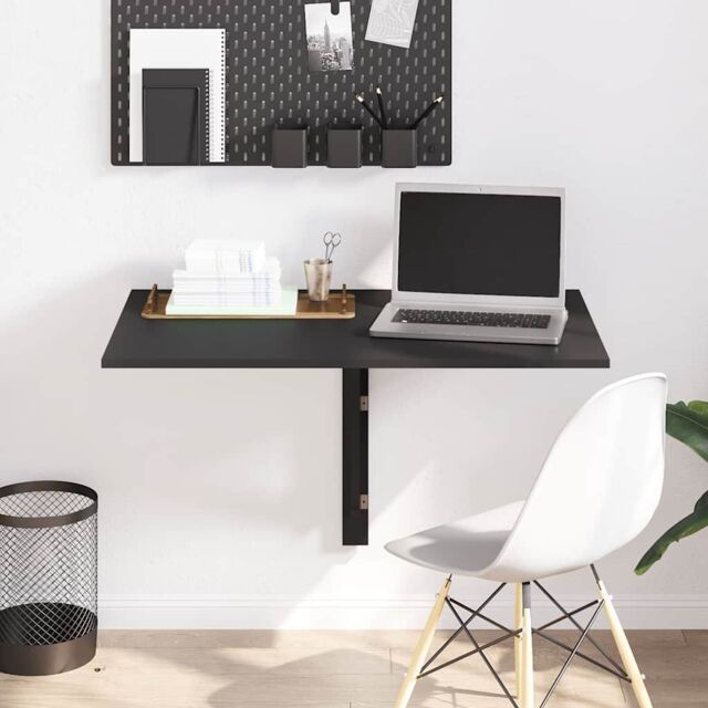 Berkfield Home Folding Wall Table Black 100x60x56 cm Engineered Wood - Size: 100 x 60 x 56 cm - image 1