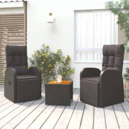 Berkfield Home 3 Piece Garden Lounge Set Black Poly Rattan&Solid Wood Acacia - thumbnail 2