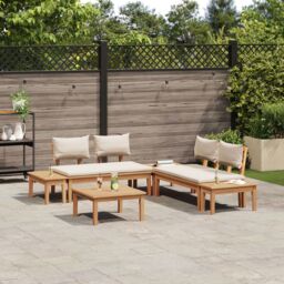 Berkfield Home Garden Bench Set 3 pcs Brown & Cream 2-seater Small - thumbnail 4