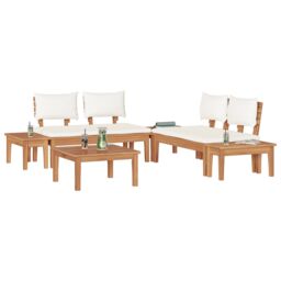 Berkfield Home Garden Bench Set 3 pcs Brown & Cream 2-seater Small - thumbnail 3