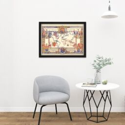"Artery8 Wall Art Print Map Webb 1937 British Empire Commonwealth Pictorial Large Framed Wall Décor Art in Brown - Size: W18"" x H24""" - thumbnail 2