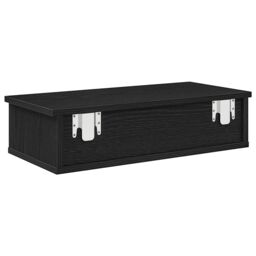Berkfield Home Wall Shelf with Drawers Black 60x25x15 cm Engineered Wood - Size: 60 x 25 x 15 cm - thumbnail 6