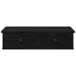 Berkfield Home Wall Shelf with Drawers Black 60x25x15 cm Engineered Wood - Size: 60 x 25 x 15 cm - thumbnail 4