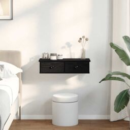 Berkfield Home Wall Shelf with Drawers Black 60x25x15 cm Engineered Wood - Size: 60 x 25 x 15 cm - thumbnail 3