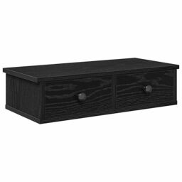 Berkfield Home Wall Shelf with Drawers Black 60x25x15 cm Engineered Wood - Size: 60 x 25 x 15 cm - thumbnail 2