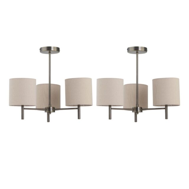 First Choice Lighting Set of 2 Brea - Antique Brass Light Fittings with Natural Linen Shades in Gold - image 1