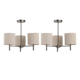 First Choice Lighting Set of 2 Brea - Antique Brass Light Fittings with Natural Linen Shades in Gold - thumbnail 1