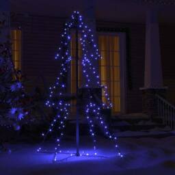 Berkfield Home Christmas Cone Tree 160 LEDs Indoor & Outdoor 78x120 cm in Blue - thumbnail 3