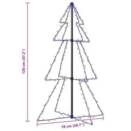 Berkfield Home Christmas Cone Tree 160 LEDs Indoor & Outdoor 78x120 cm in Blue - thumbnail 8