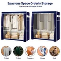 EONLION Large Fabric Canvas Wardrobe Clothes Storage Cupboard Cyanine-Blue in Dark Blue - thumbnail 4