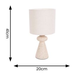 ValueLights Cady Pair of Stone Effect Natural Table Lamp with Drum Shade in Cream - thumbnail 4