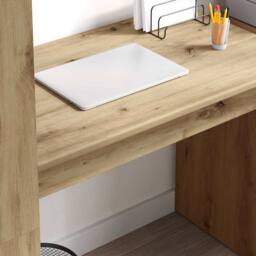 Berkfield Home Desk with Storage Artisan Oak 113x54x120 cm Engineered Wood - Size: 113 x 54 x 120 cm - thumbnail 4
