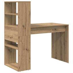Berkfield Home Desk with Storage Artisan Oak 113x54x120 cm Engineered Wood - Size: 113 x 54 x 120 cm - thumbnail 7