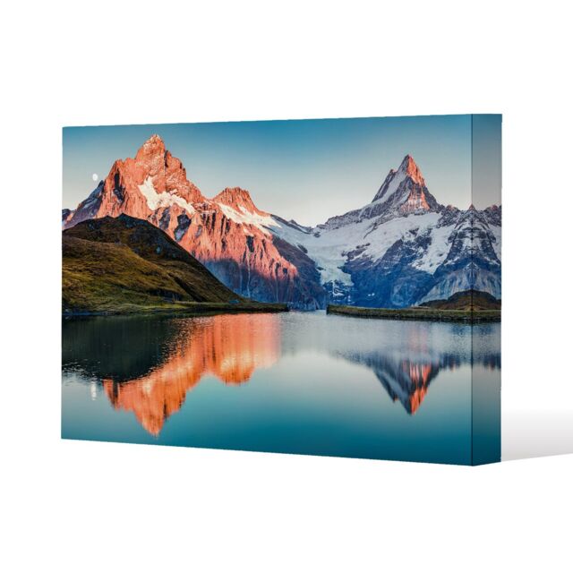 Benjamin Tate Design Fantastic evening panorama of Bachalp lake (Canvas Print) / 46 x 31 x 4cm in Natural - Size: 46 x 31 x 4 cm - image 1