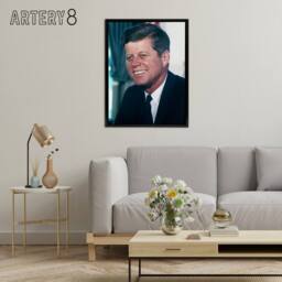 "Artery8 US President John F Kennedy JFK Portrait Framed Canvas Wall Art Print - Size: W12"" x H16""" - thumbnail 3