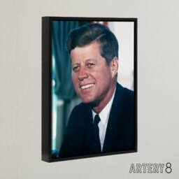 "Artery8 US President John F Kennedy JFK Portrait Framed Canvas Wall Art Print - Size: W12"" x H16""" - thumbnail 2