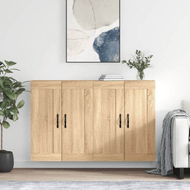 Berkfield Home Wall Mounted Cabinets 2 pcs Sonoma Oak Engineered Wood in Brown - image 1