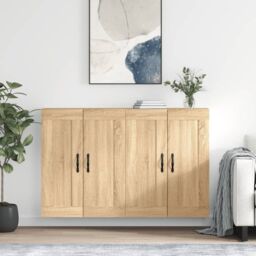 Berkfield Home Wall Mounted Cabinets 2 pcs Sonoma Oak Engineered Wood in Brown - thumbnail 1