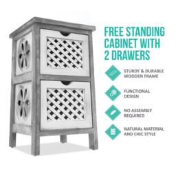 LIVIVO 2-Tier Versatile Wooden Freestanding Drawer Cabinet in White - thumbnail 2