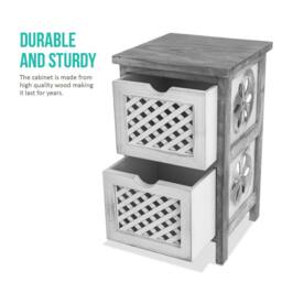 LIVIVO 2-Tier Versatile Wooden Freestanding Drawer Cabinet in White - thumbnail 4