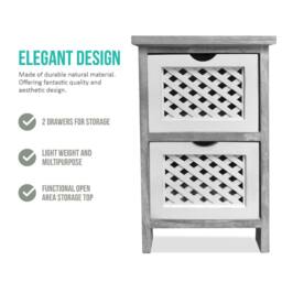 LIVIVO 2-Tier Versatile Wooden Freestanding Drawer Cabinet in White - thumbnail 3