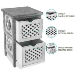 LIVIVO 2-Tier Versatile Wooden Freestanding Drawer Cabinet in White - thumbnail 5