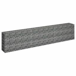 Berkfield Home Durable Gabion Raised Bed Galvanised Steel 270x30x60 cm in Silver - Size: 270 x 30 x 60 cm