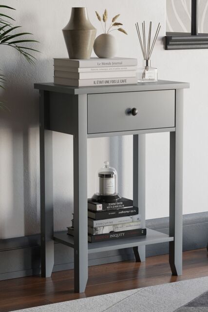 Home Discount Vida Designs Windsor 1 Drawer Console Table Side table Storage Organizer 740 x 500 x 300 mm in Grey - image 1