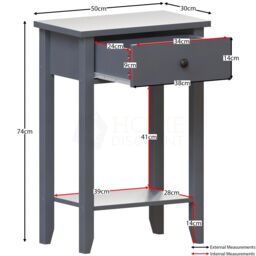 Home Discount Vida Designs Windsor 1 Drawer Console Table Side table Storage Organizer 740 x 500 x 300 mm in Grey - thumbnail 2