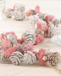 Dibor Dining Table Centrepiece Pine Cone & Pink Bauble Table Garland Swag - Size: Large - thumbnail 4