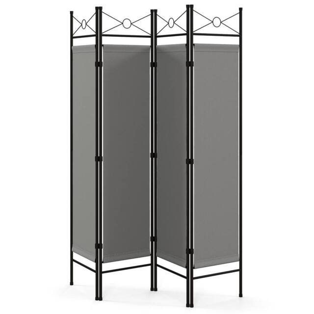 Gymax 4-Panel Room Divider 182cm Folding Privacy Screen Bedroom Living Room in Grey - image 1