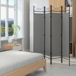 Gymax 4-Panel Room Divider 182cm Folding Privacy Screen Bedroom Living Room in Grey - thumbnail 4