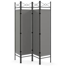 Gymax 4-Panel Room Divider 182cm Folding Privacy Screen Bedroom Living Room in Grey - thumbnail 1