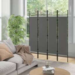 Gymax 4-Panel Room Divider 182cm Folding Privacy Screen Bedroom Living Room in Grey - thumbnail 5