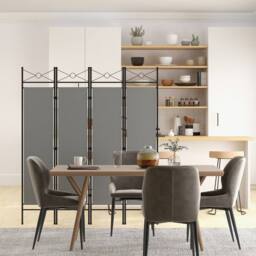 Gymax 4-Panel Room Divider 182cm Folding Privacy Screen Bedroom Living Room in Grey - thumbnail 6