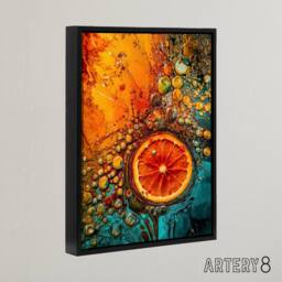 "Artery8 Dried Fruit Slice Abstract Kitchen Decor Framed Canvas Wall Art Print in Orange - Size: W12"" x H16""" - thumbnail 2